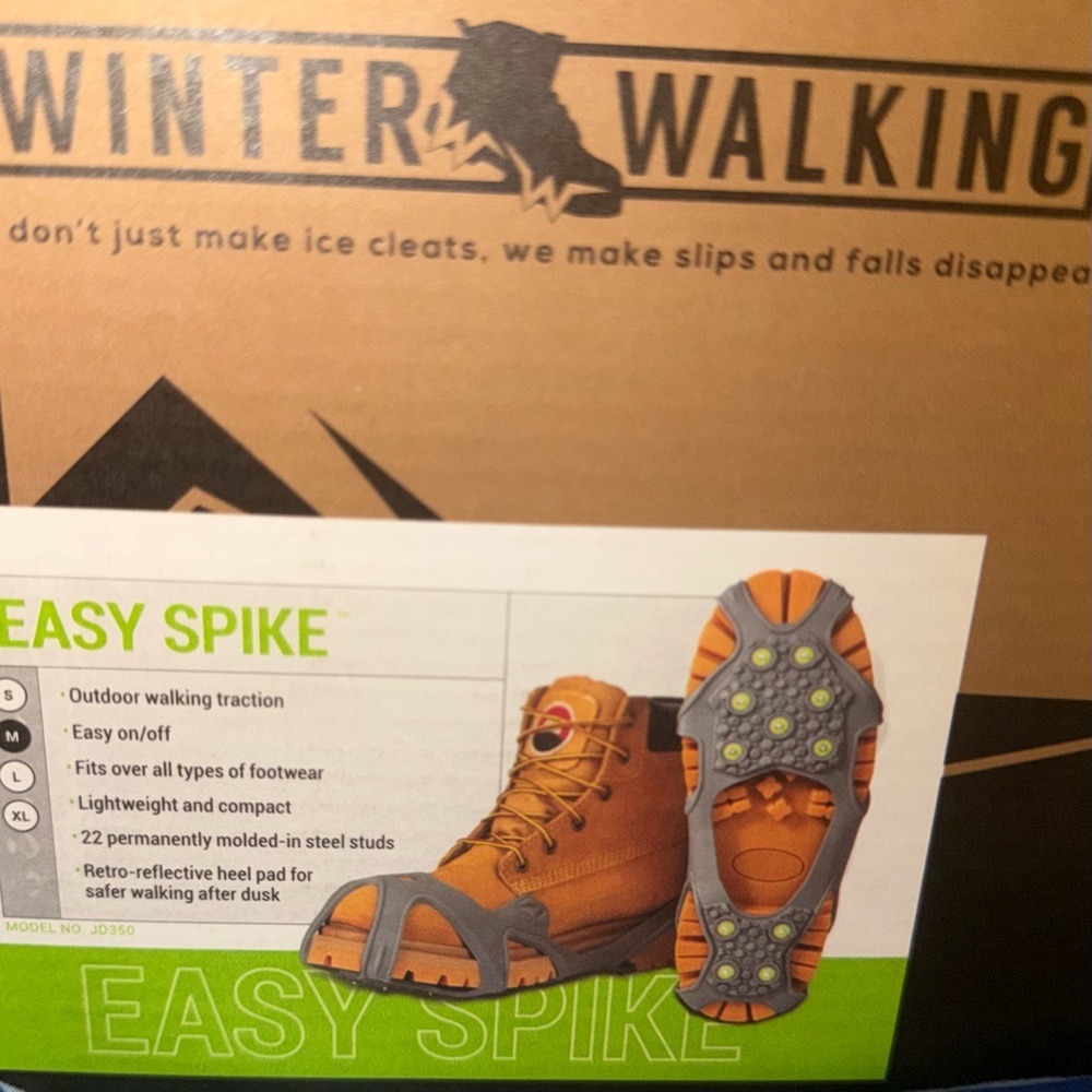 Winter walking spare spike ice cleats
Size Medium 
Men or Women
NEW In Box